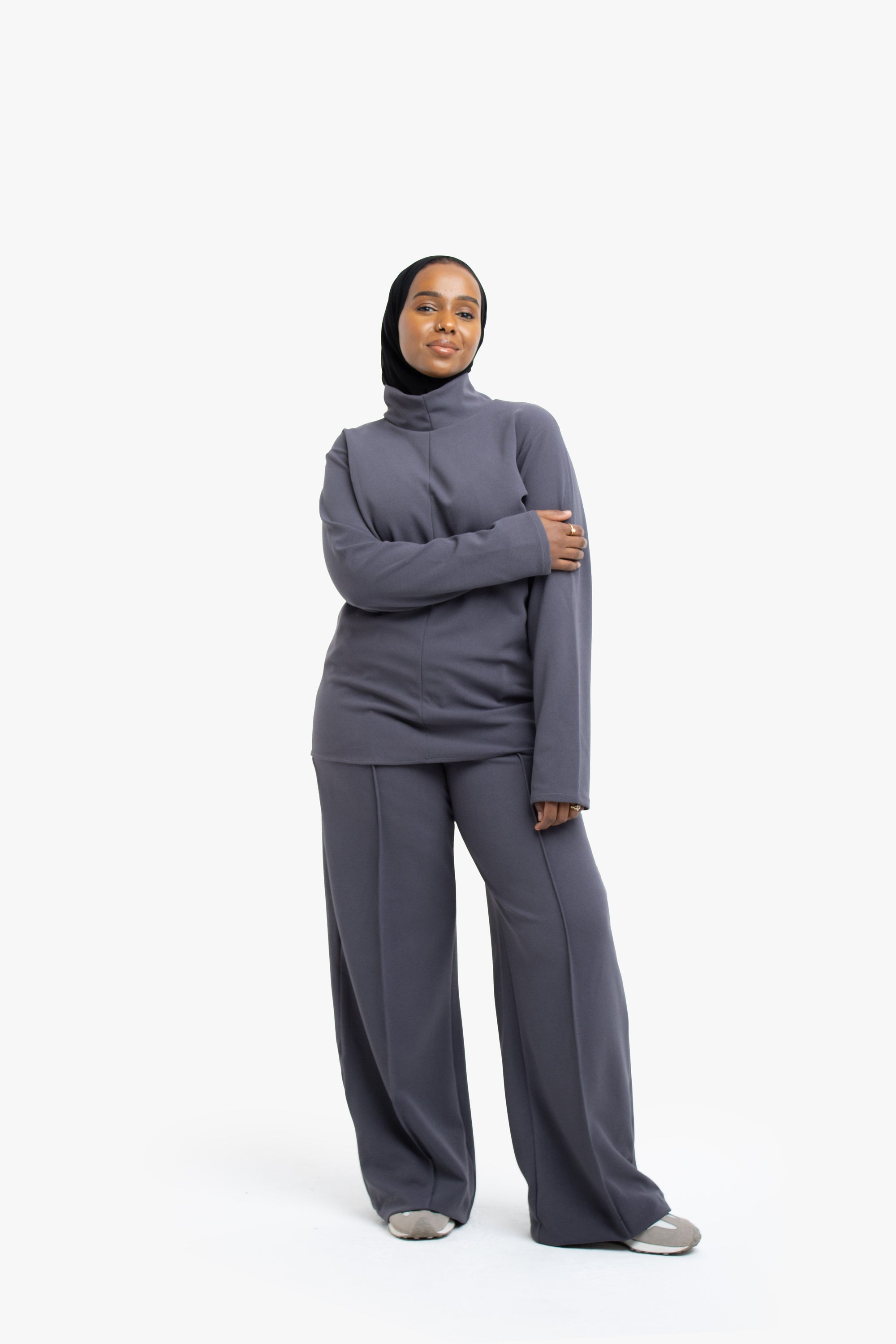 Grey High-Waisted Trousers