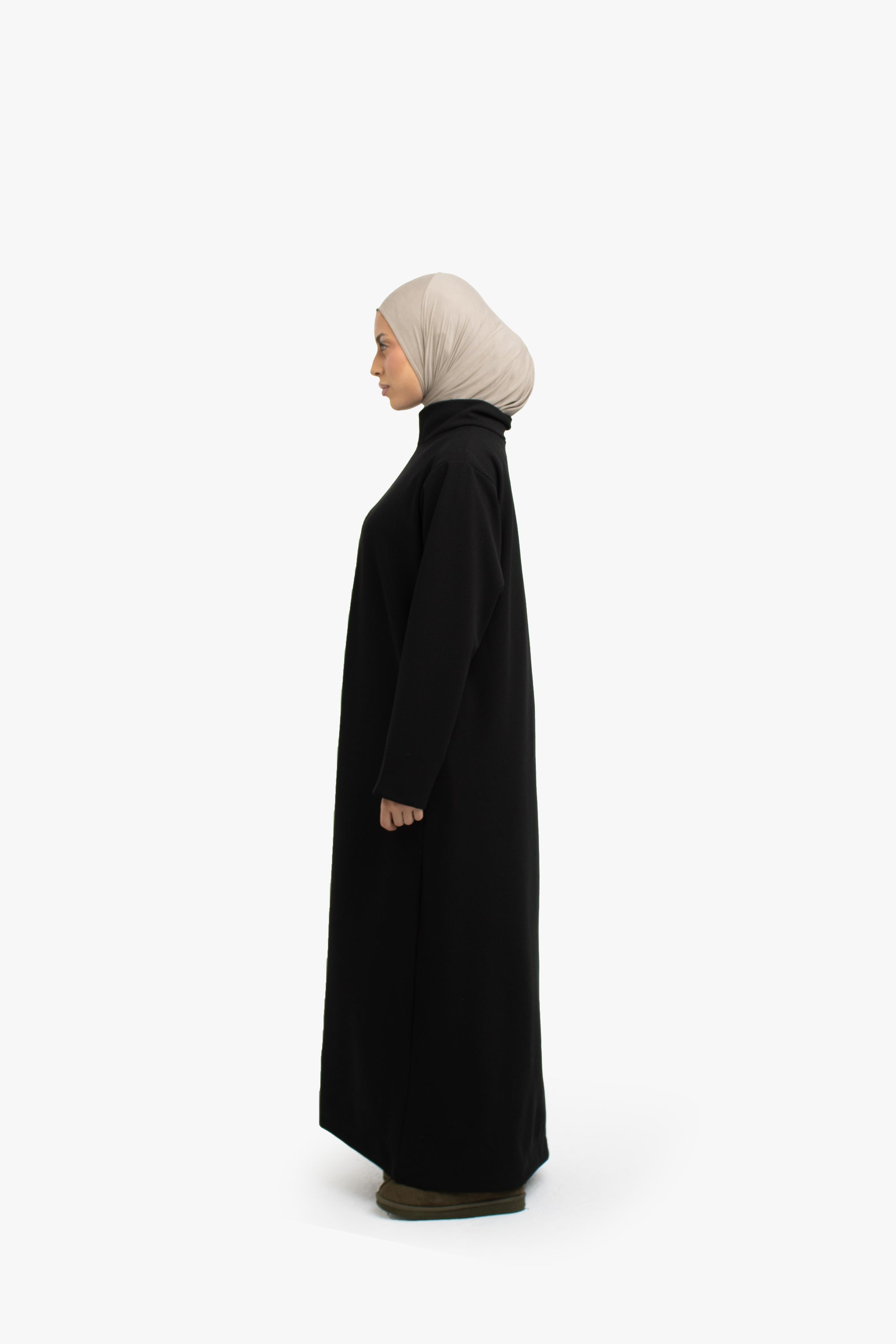 Black Mock Neck Abaya