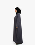 Grey V-Neck Abaya
