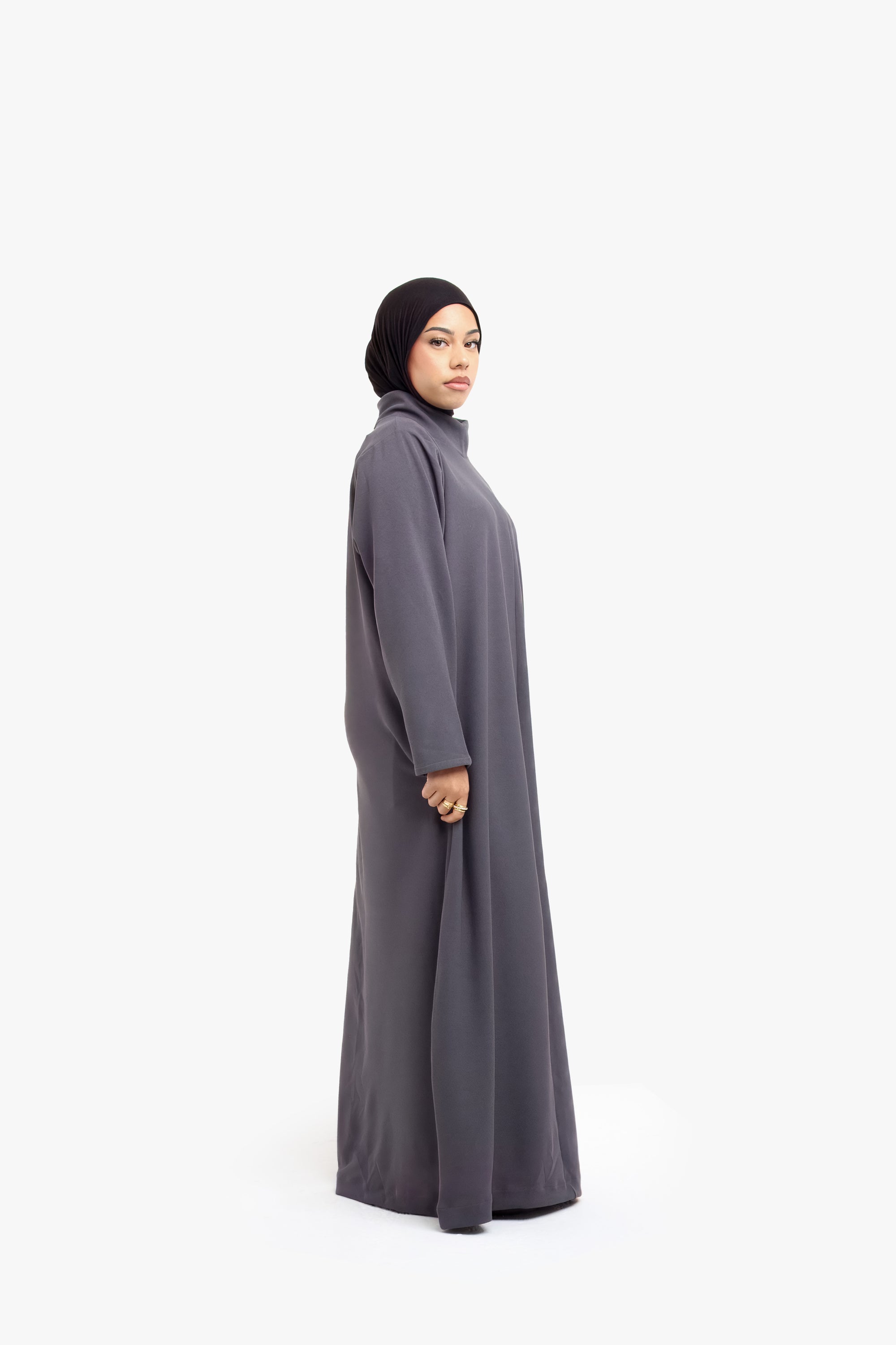 Grey Mock Neck Abaya