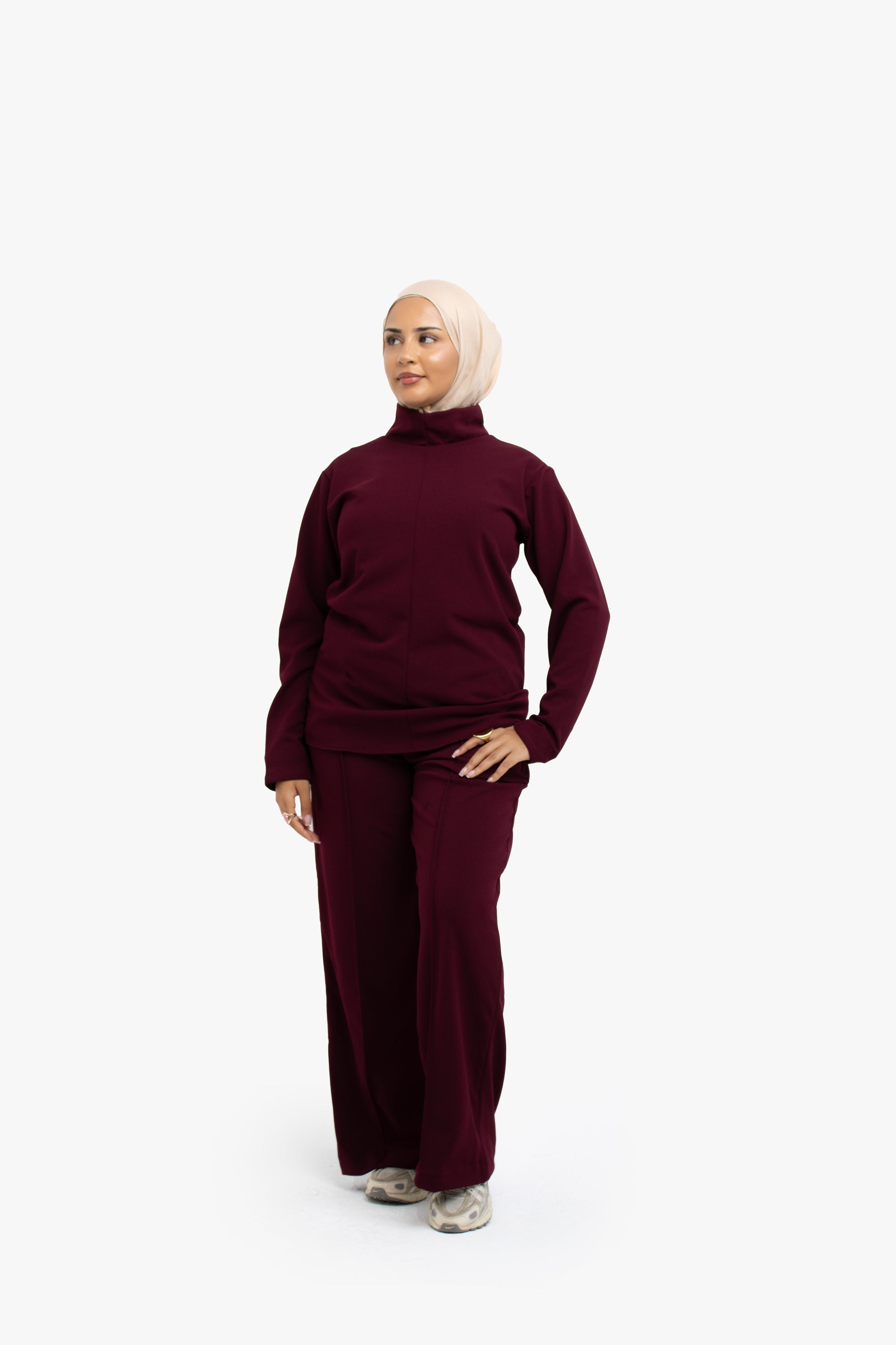 Burgundy Mock Neck Top