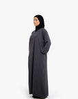 Grey V-Neck Abaya