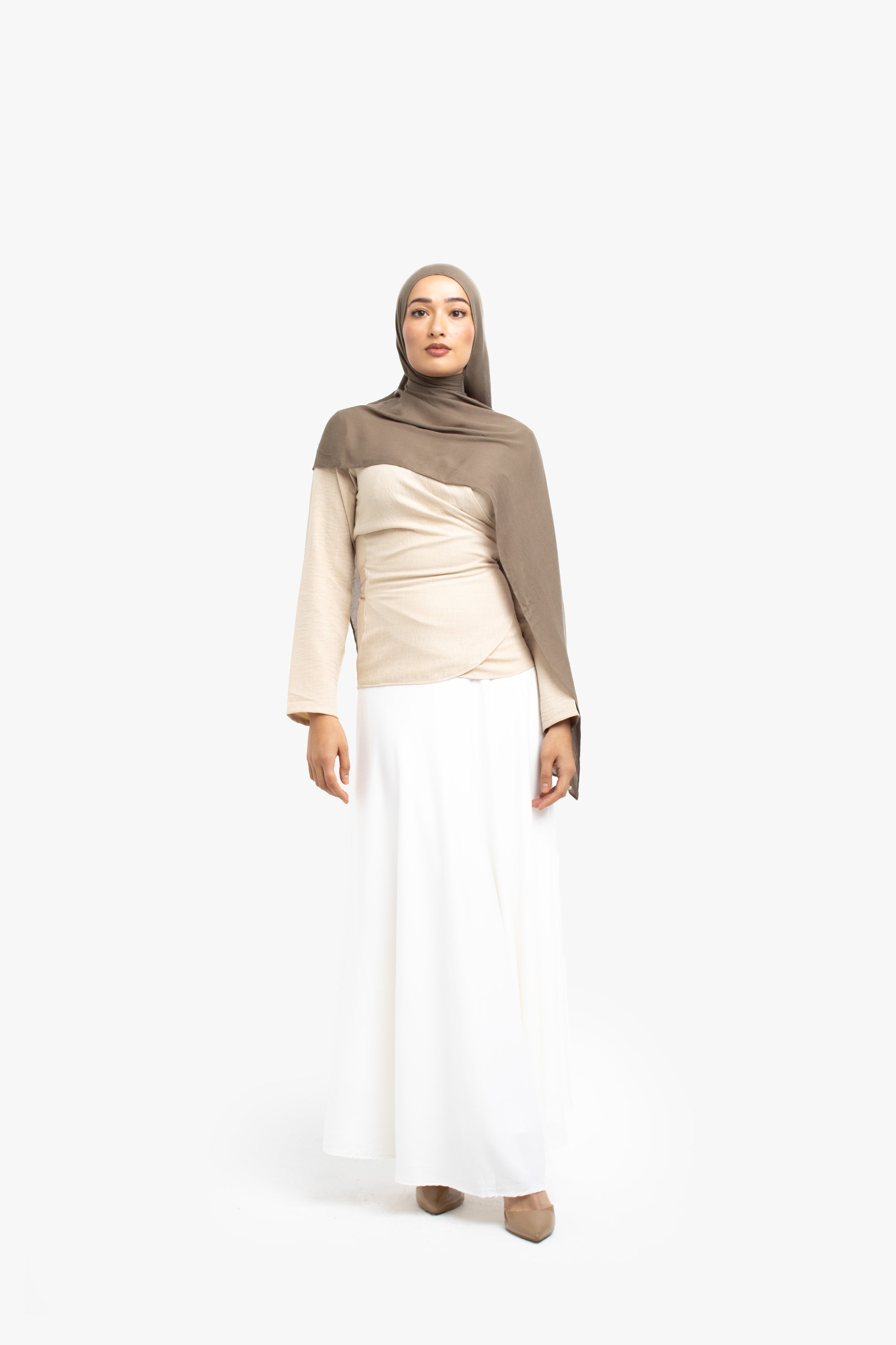 Stone Mélange Wrap Top