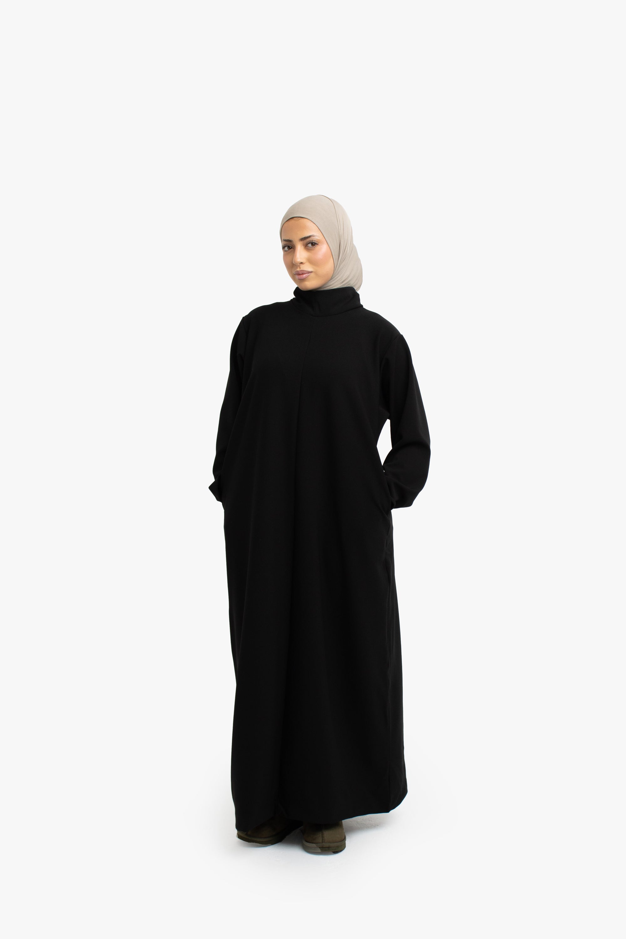 Black Mock Neck Abaya