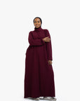 Burgundy Mock Neck Abaya