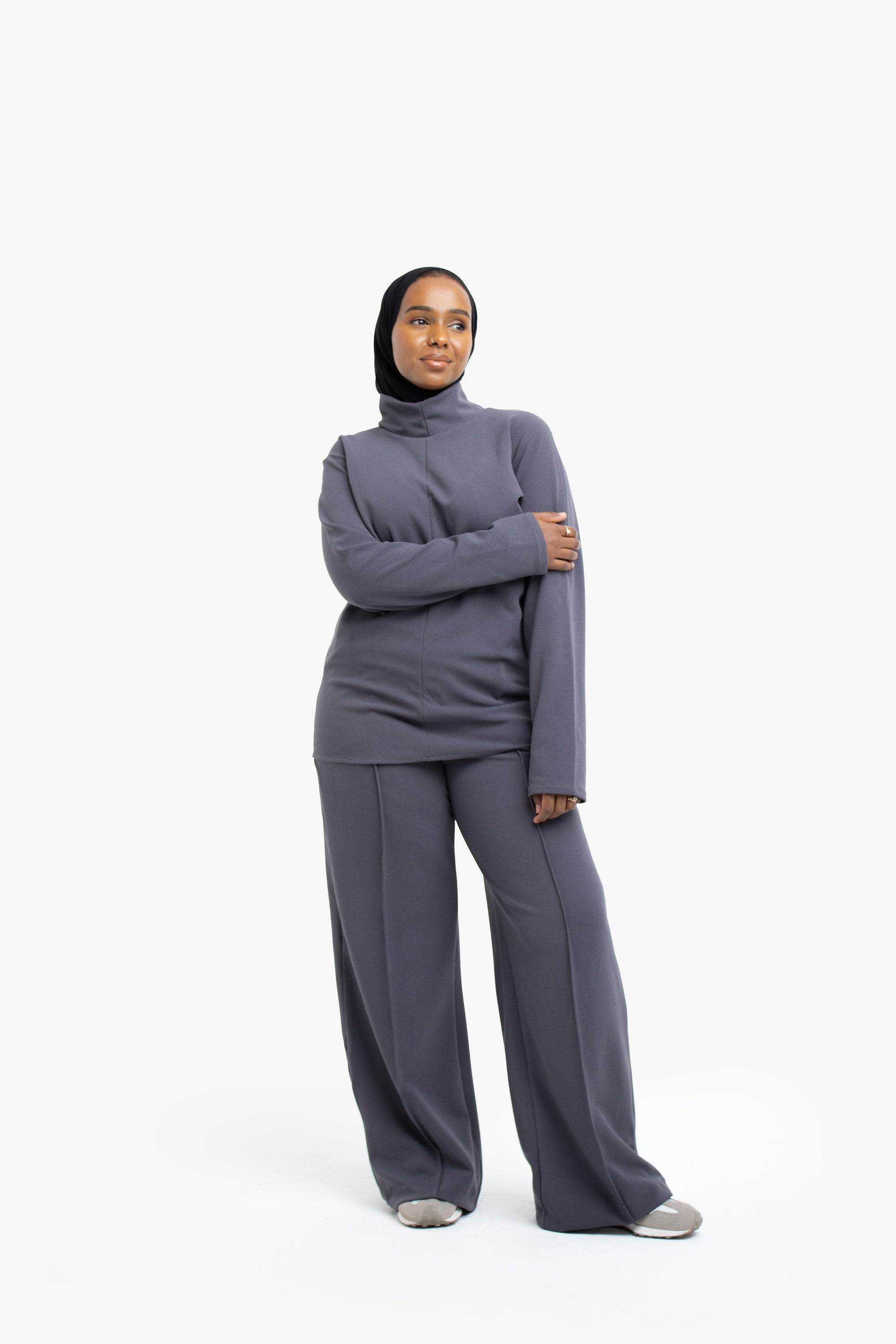 Grey High-Waisted Trousers