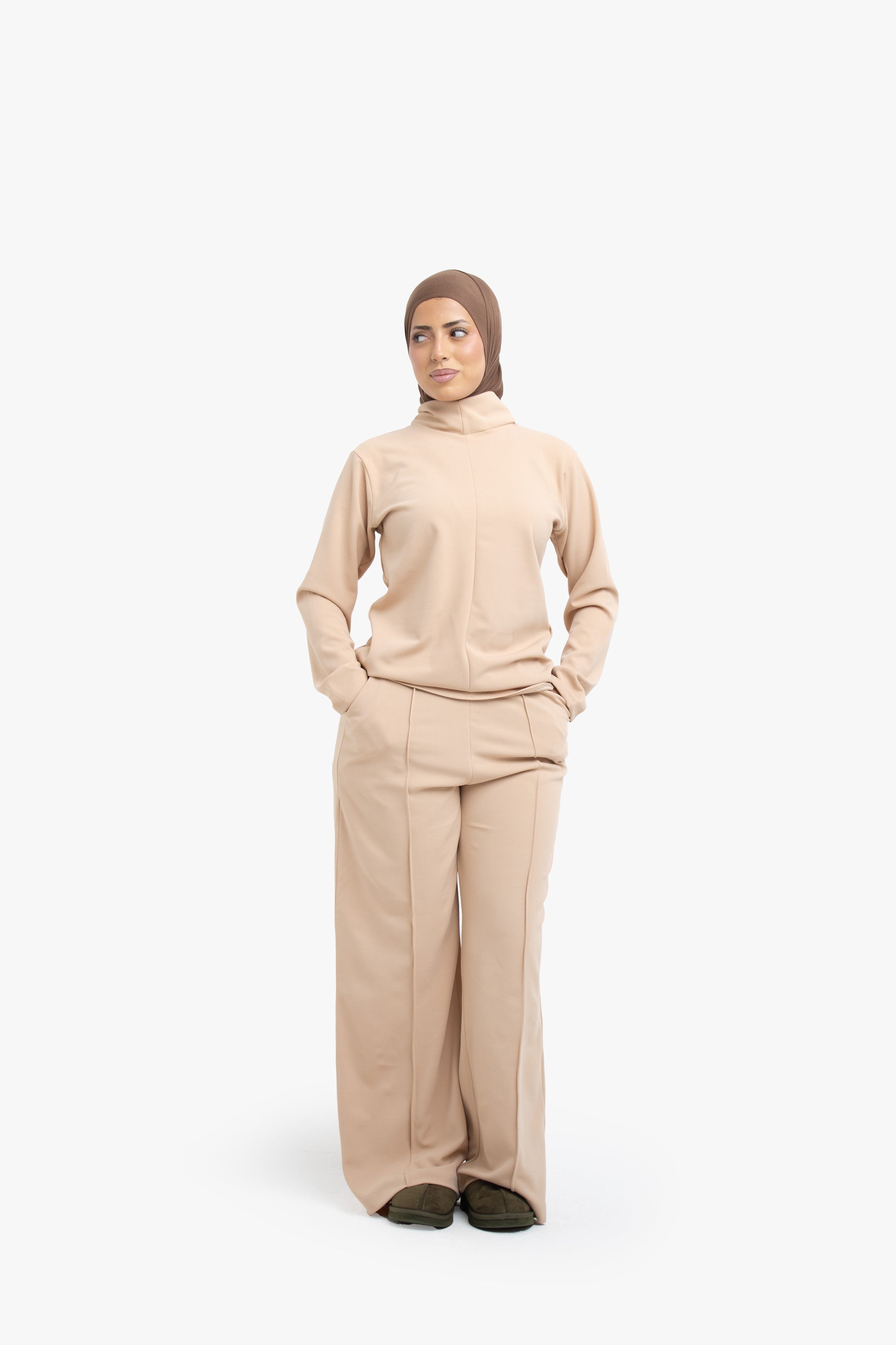Nude High-Waisted Trousers