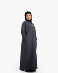 Grey V-Neck Abaya