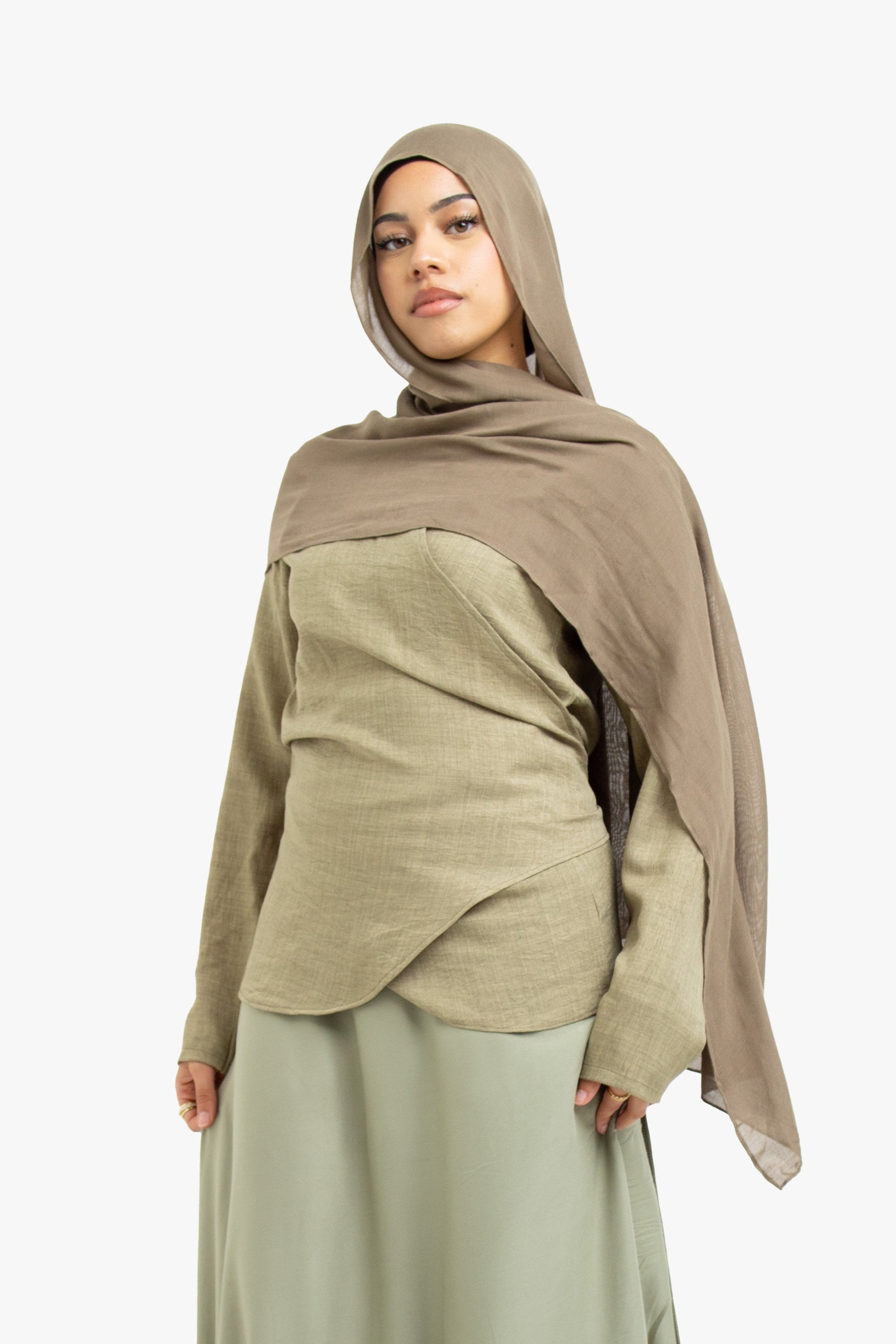 Khaki Mélange Wrap Top