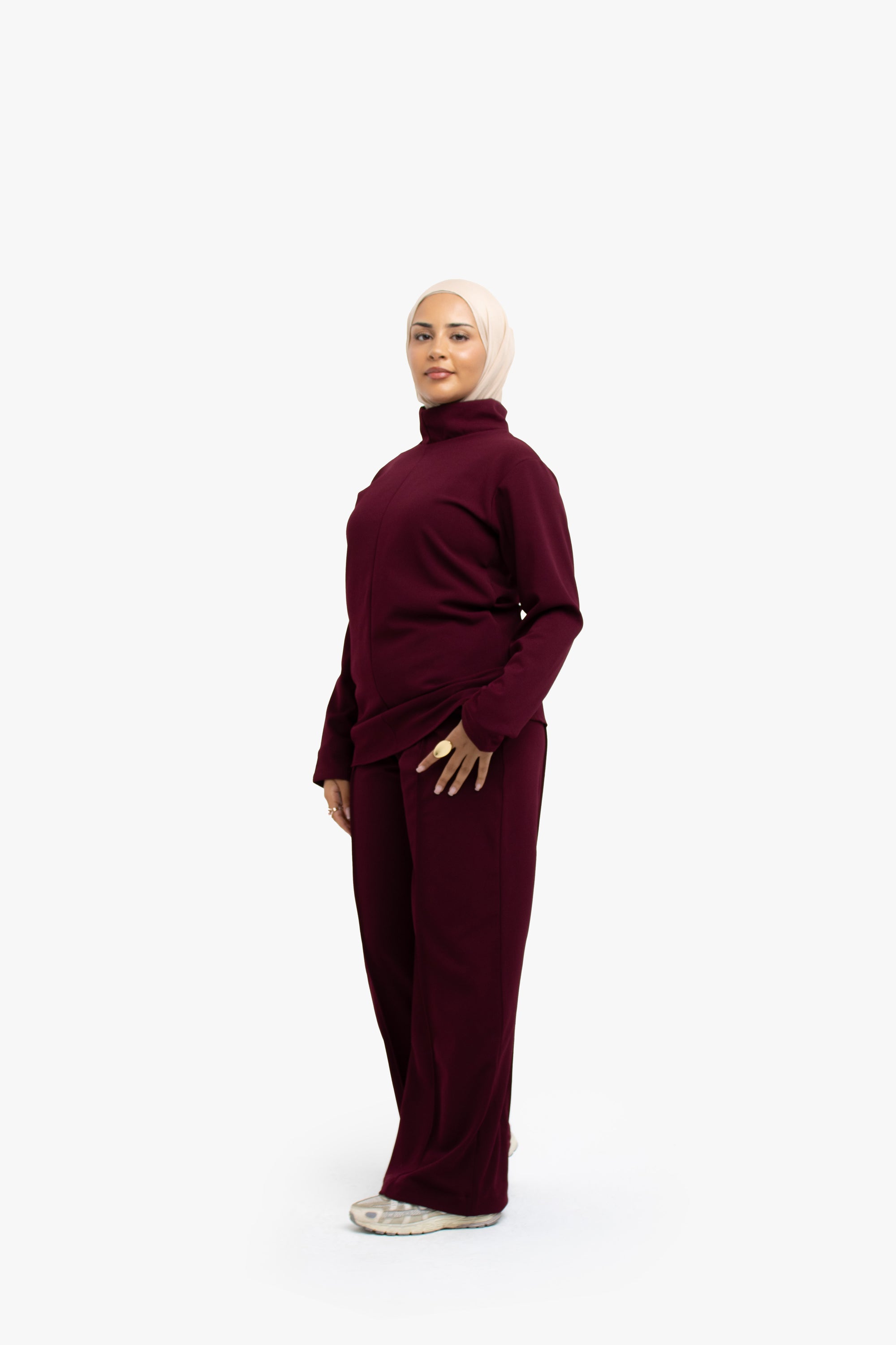 Burgundy Mock Neck Top