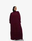 Burgundy Mock Neck Abaya