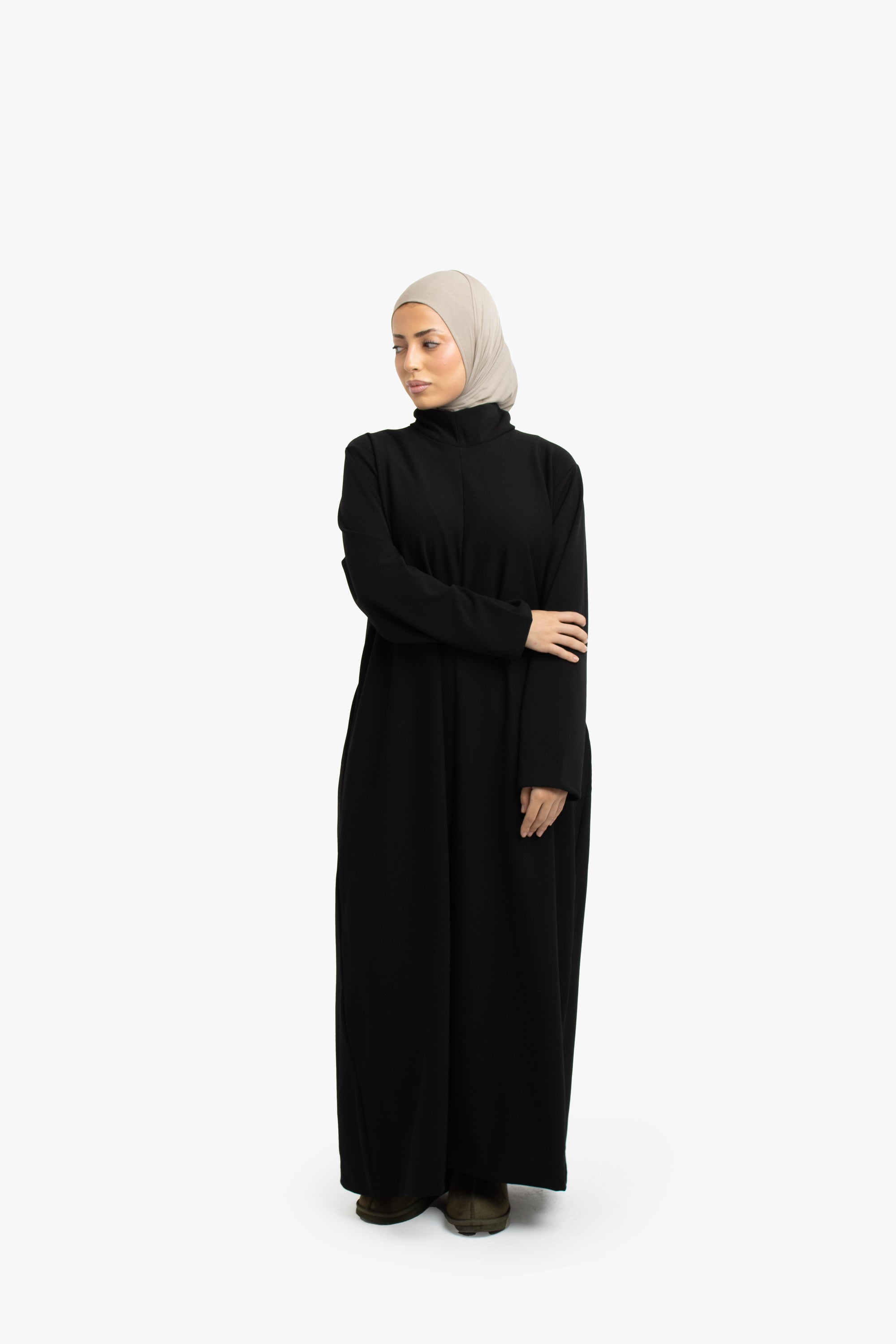Black Mock Neck Abaya