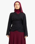 Black Mélange Wrap Top