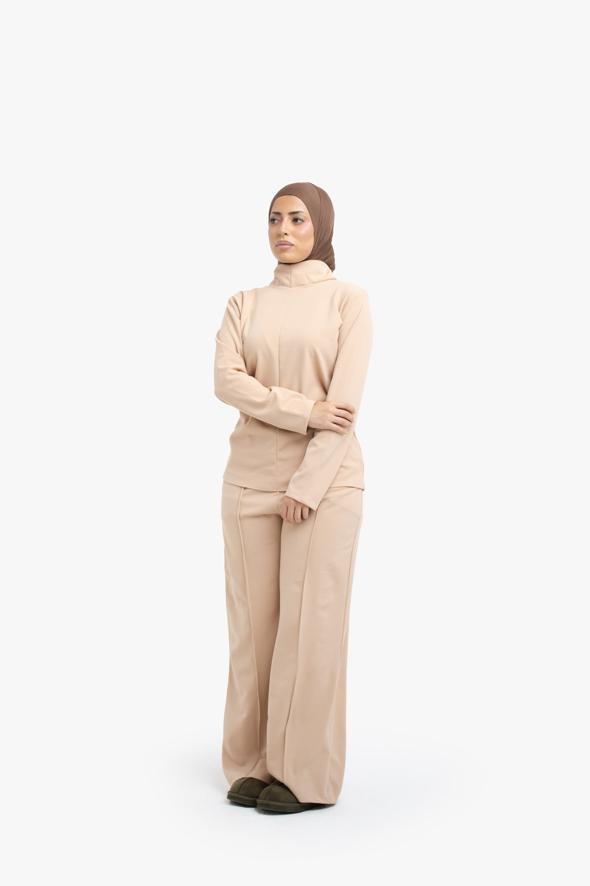 Nude High-Waisted Trousers