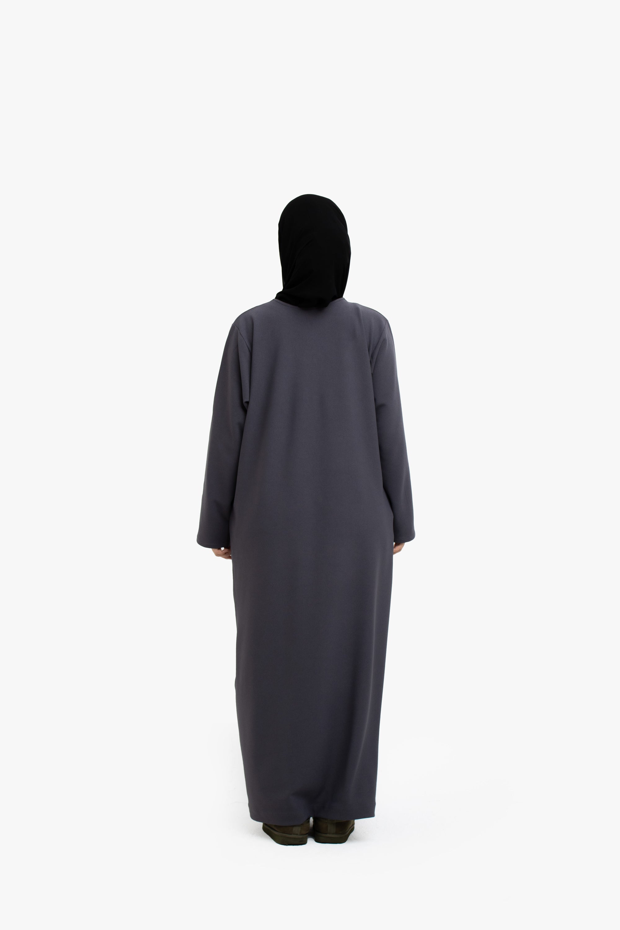Grey V-Neck Abaya