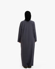 Grey V-Neck Abaya