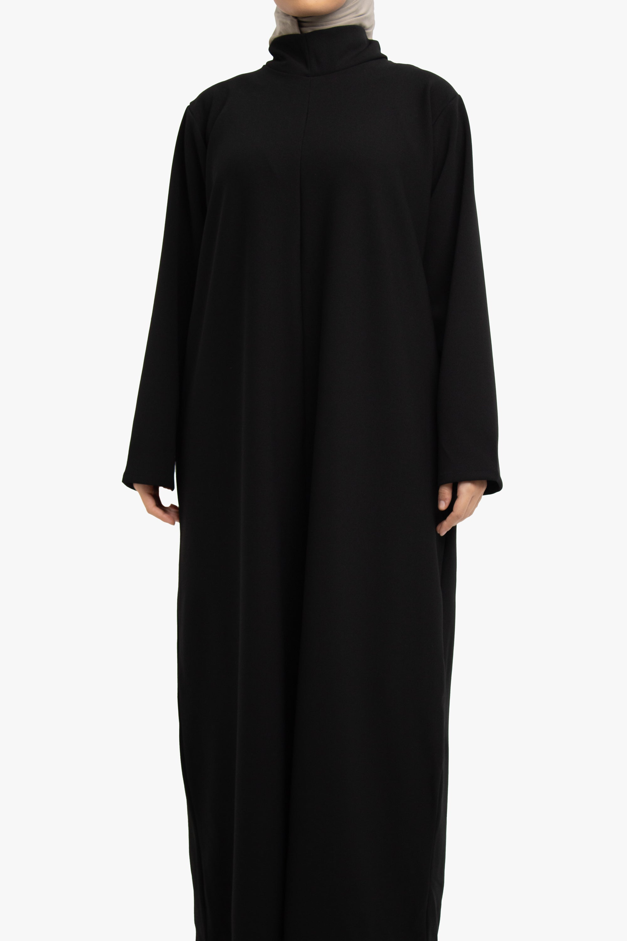 Black Mock Neck Abaya