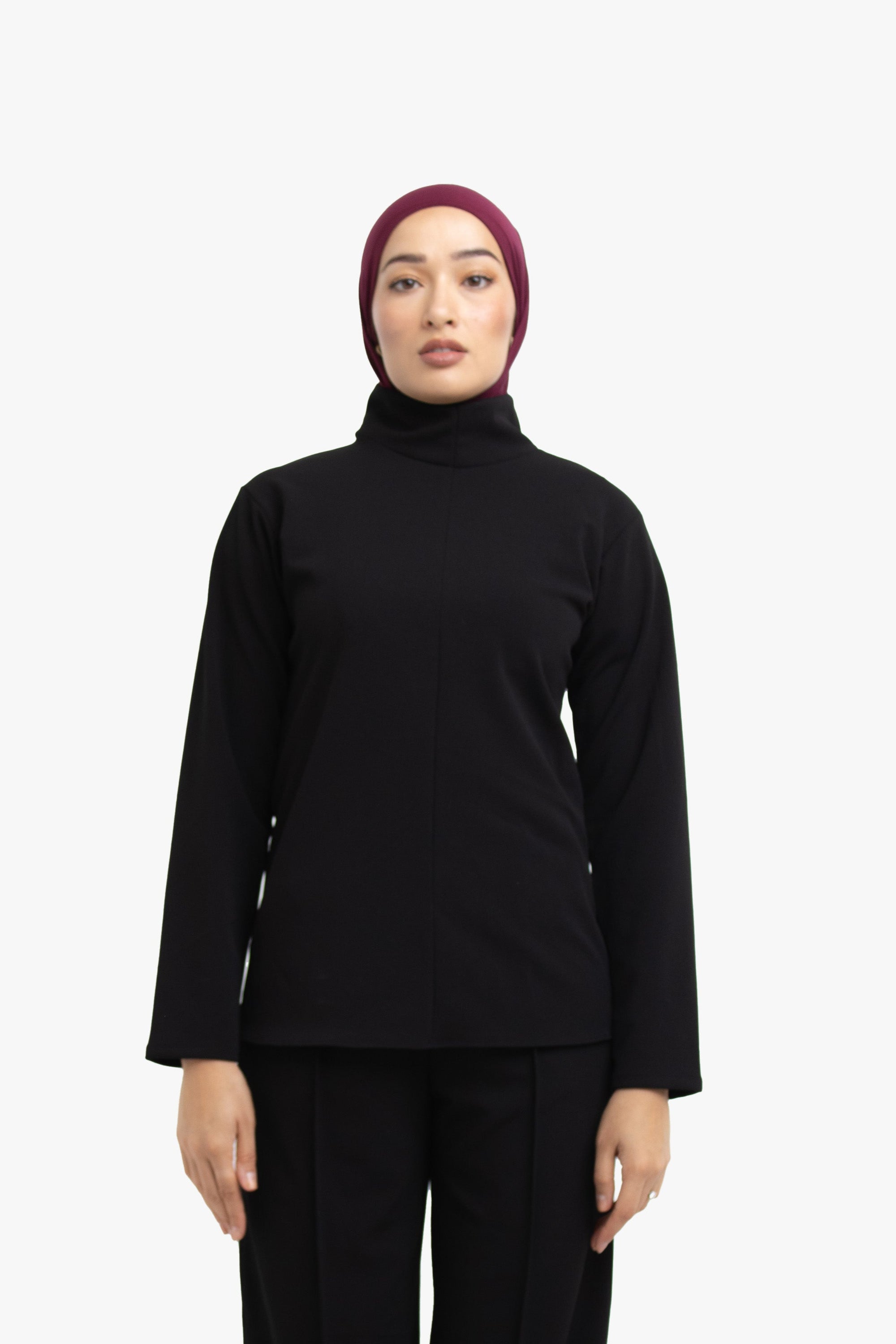 Black Mock Neck Top