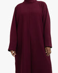 Burgundy Mock Neck Abaya