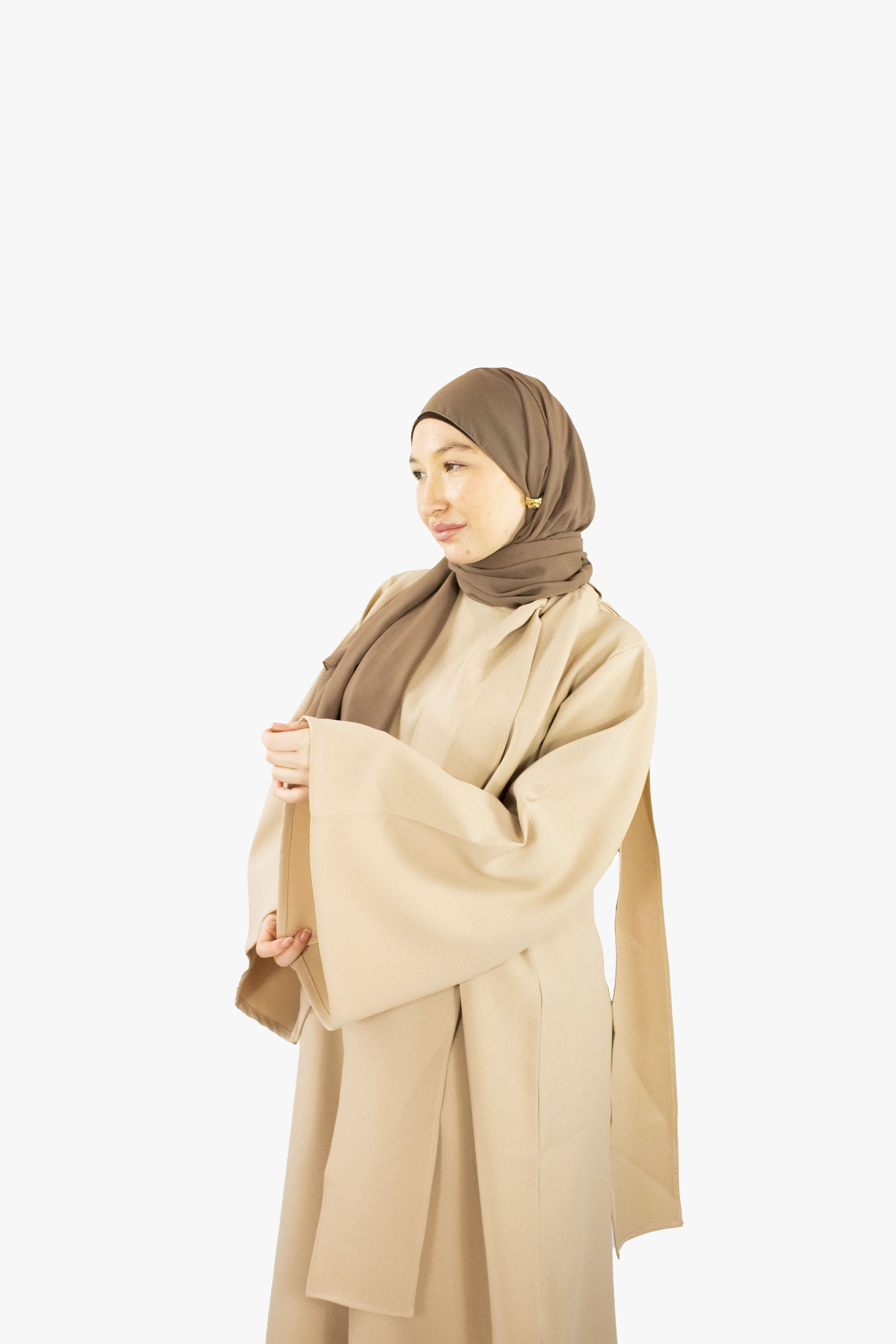 Coffee Neck Tie Abaya