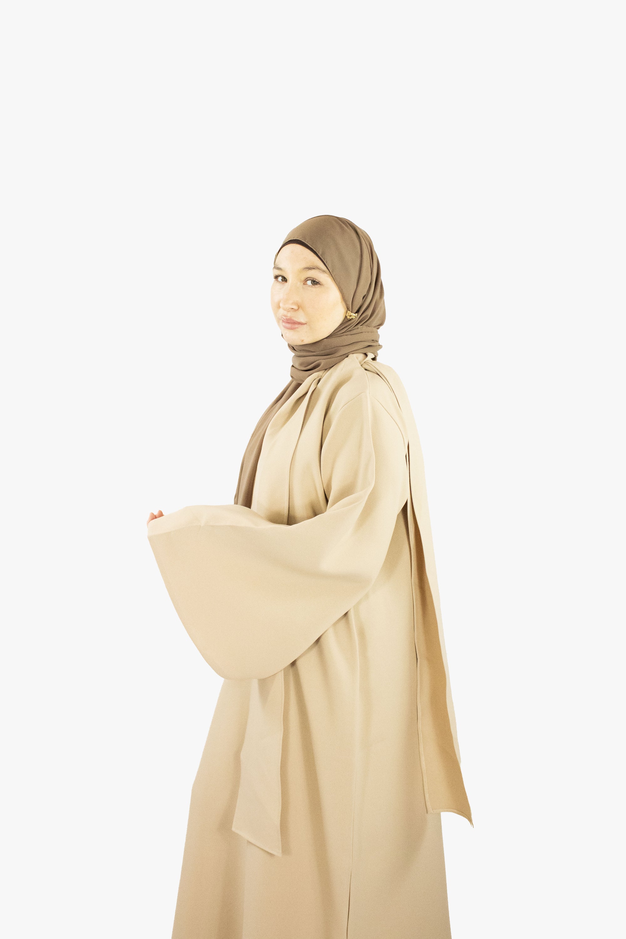 Coffee Neck Tie Abaya