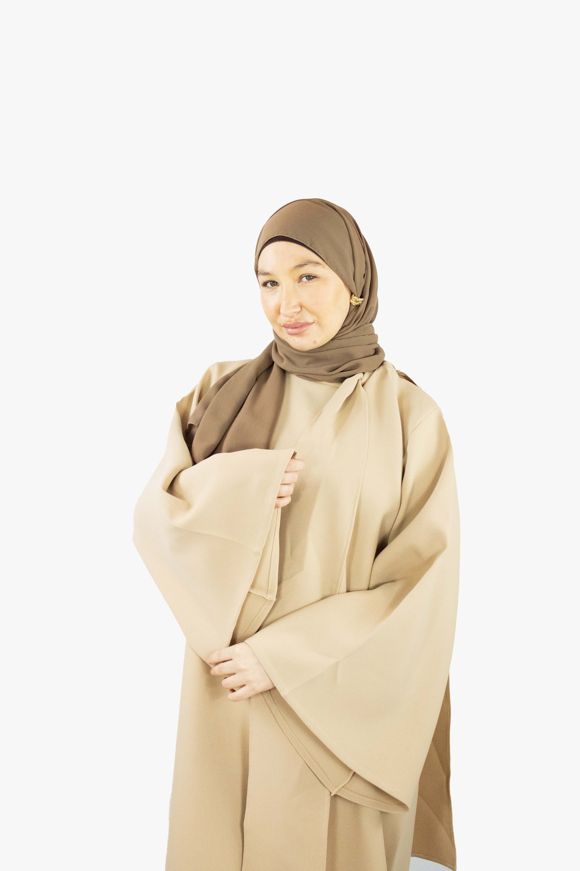 Coffee Neck Tie Abaya