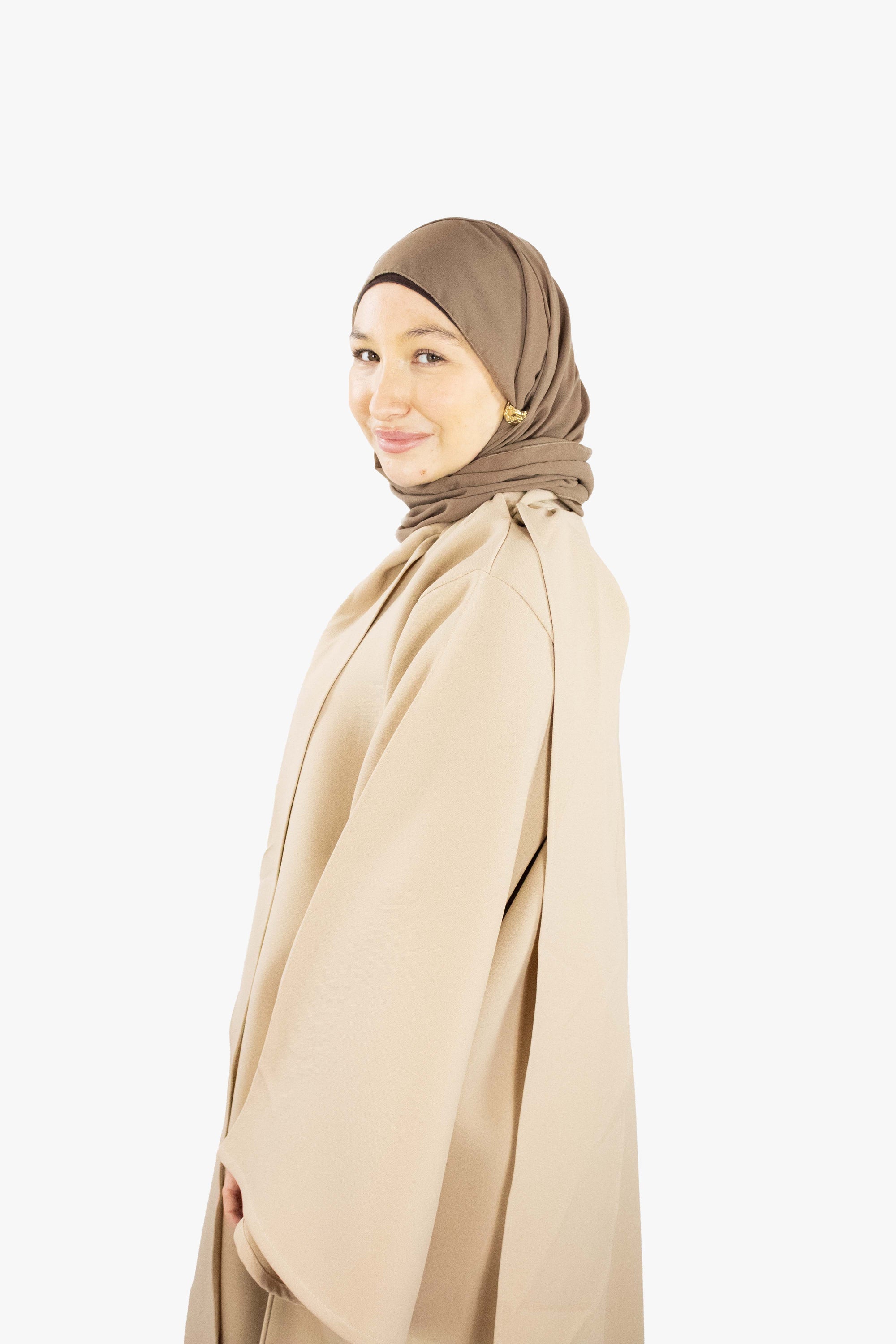 Coffee Neck Tie Abaya