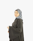 Dark Grey Textured Neck Tie Abaya