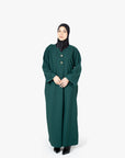 Emerald Green V-Neck Pleat Abaya