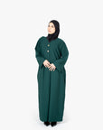 Emerald Green V-Neck Pleat Abaya