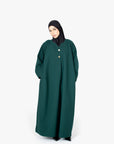 Emerald Green V-Neck Pleat Abaya