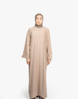 Taupe Flannelette Slit Kimono Abaya