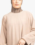 Taupe Flannelette Slit Kimono Abaya