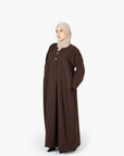 Mocha Brown V-Neck Pleat Abaya