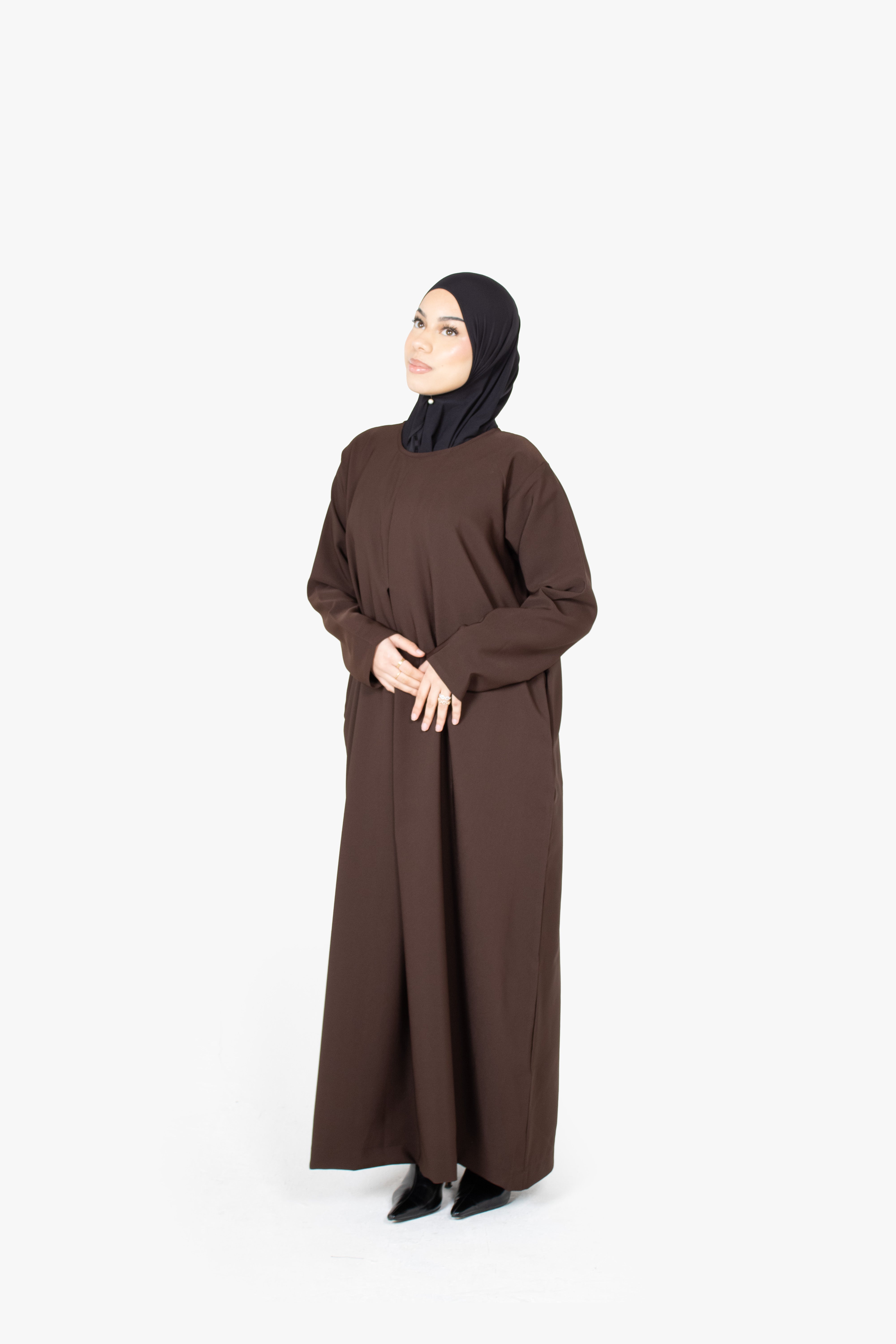 Mocha Brown Pleat Abaya – Jawda