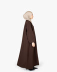 Mocha Brown V-Neck Pleat Abaya