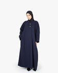 Navy V-Neck Pleat Abaya