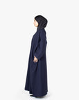 Navy V-Neck Pleat Abaya
