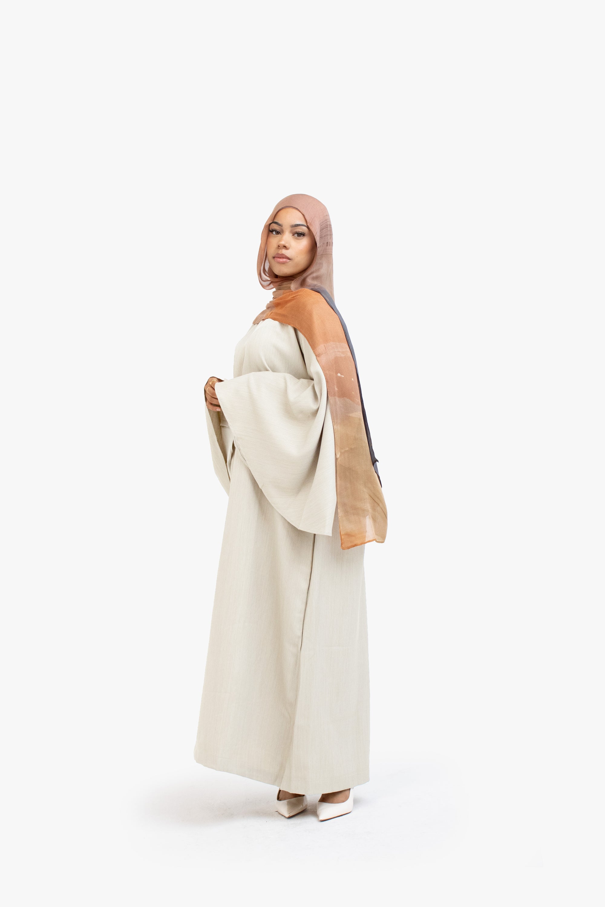 Stone Textured Umbrella Sleeve Abaya