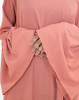 Peach Bell Sleeve Abaya
