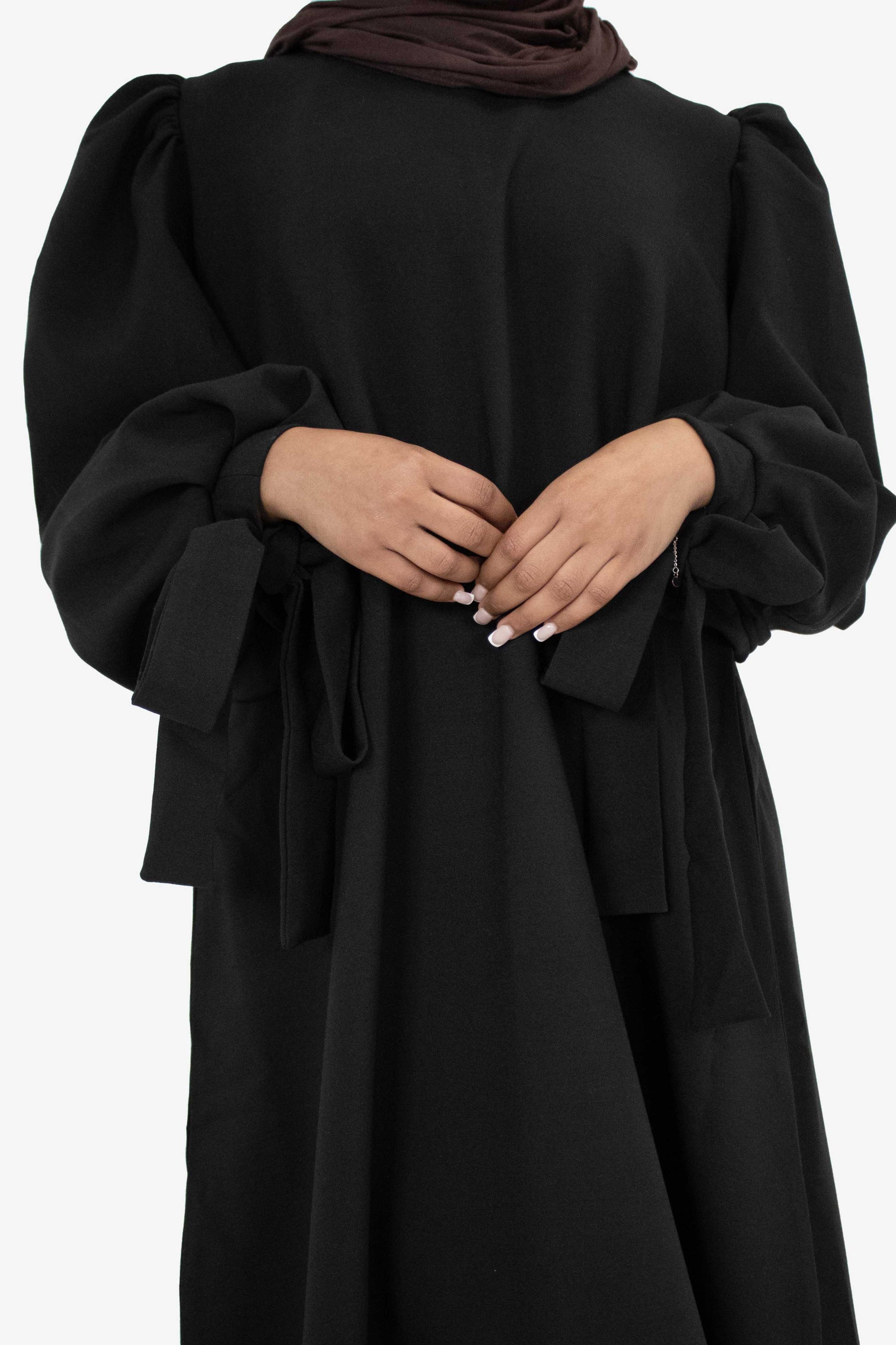 Black Balloon Sleeve Abaya