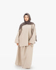 Beige Plaid Two-Piece Abaya