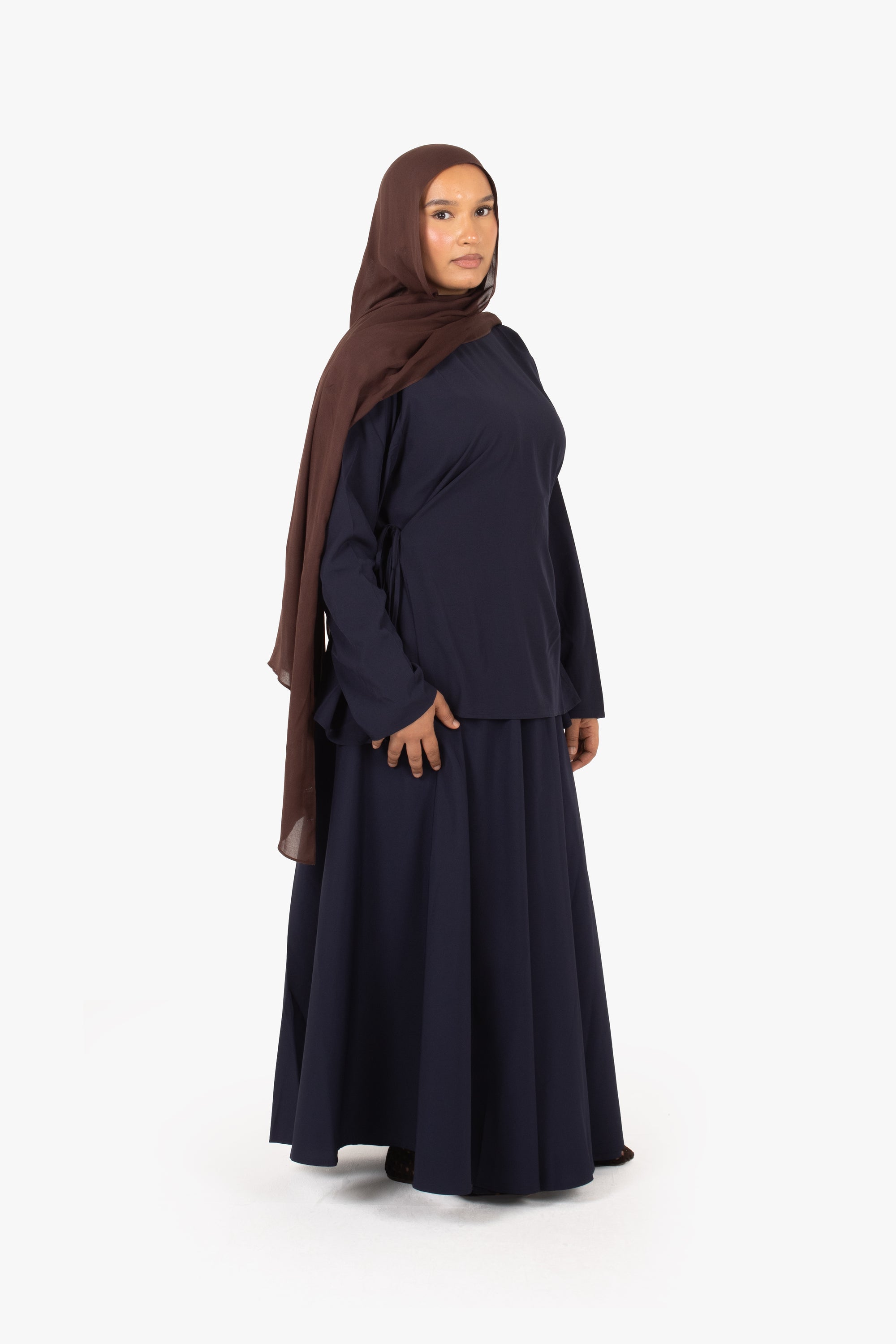 Navy Crepe Two-Side Tie Top