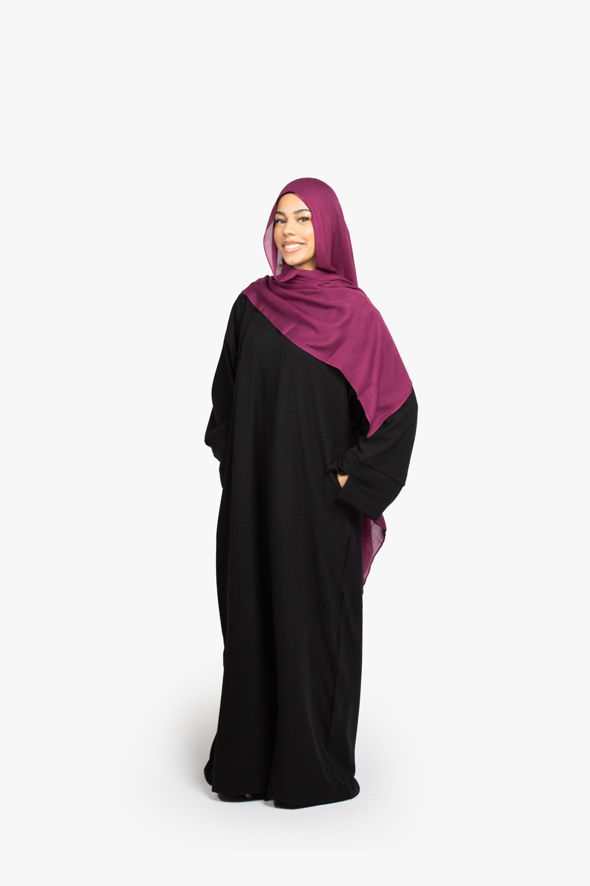 Black Flannelette Slit Kimono Abaya