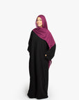Black Flannelette Slit Kimono Abaya