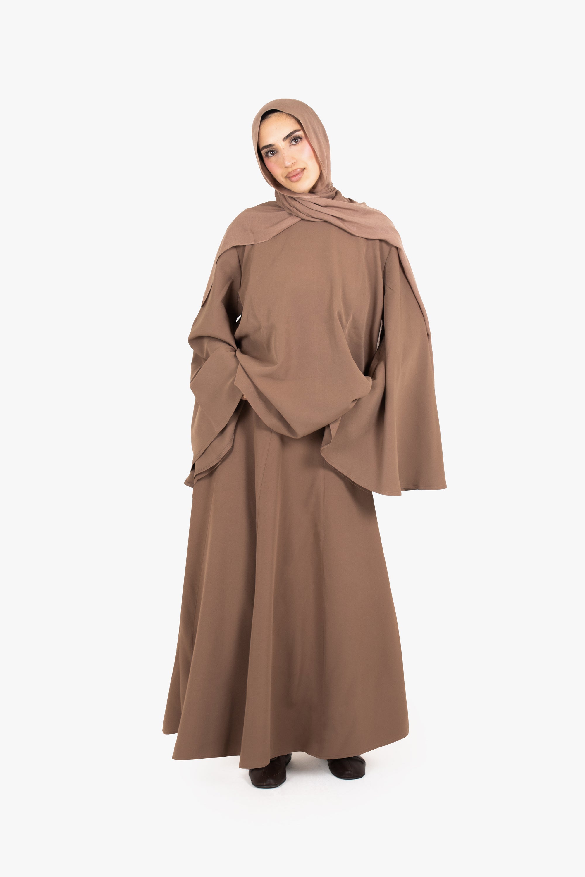 Beige Powder Touch Crepe Eight-Panel Skirt