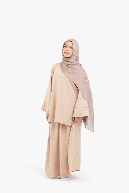 Beige Mélange zweiteiliger Abaya