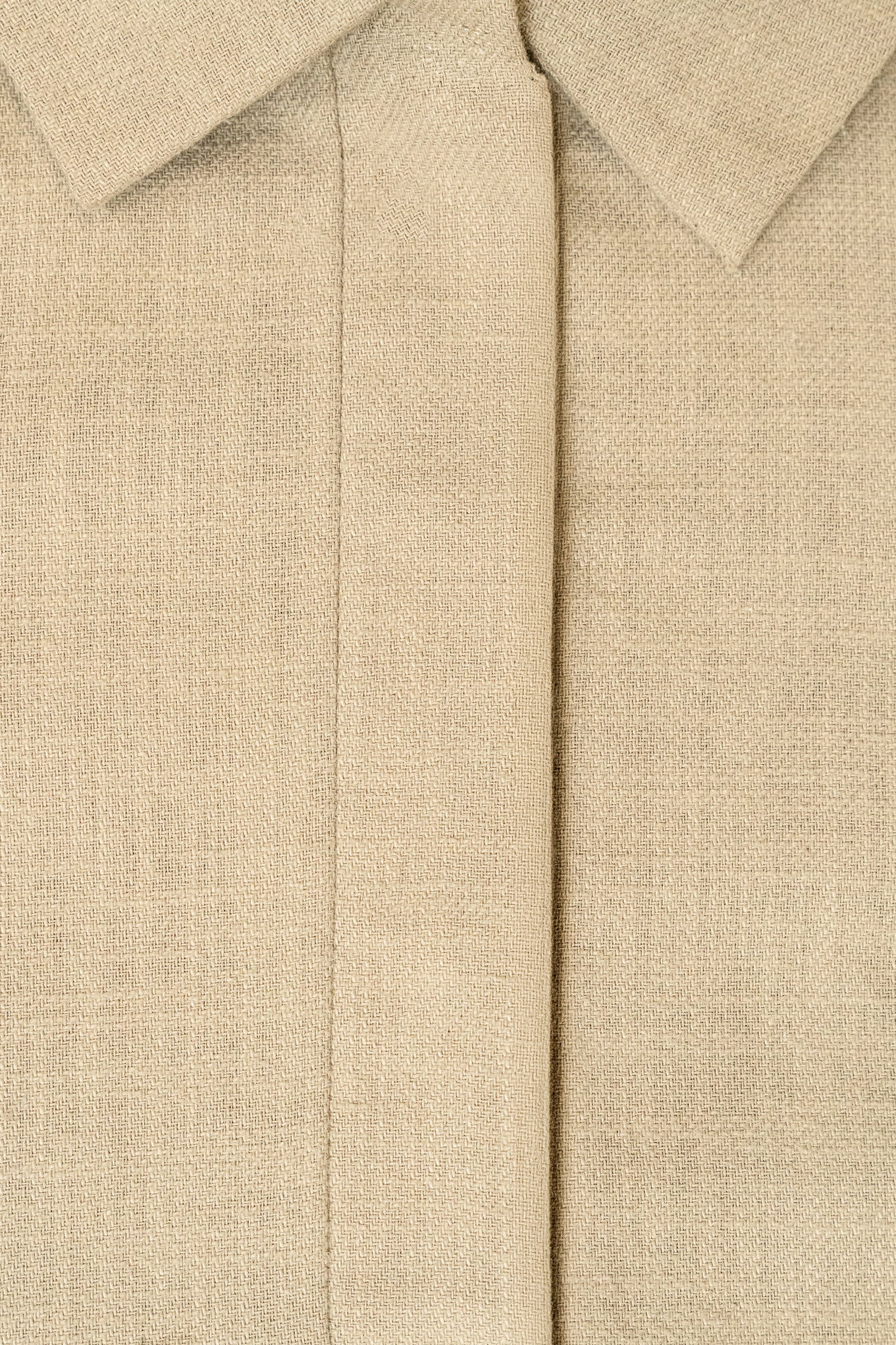 Beige Cotton Collar Abaya