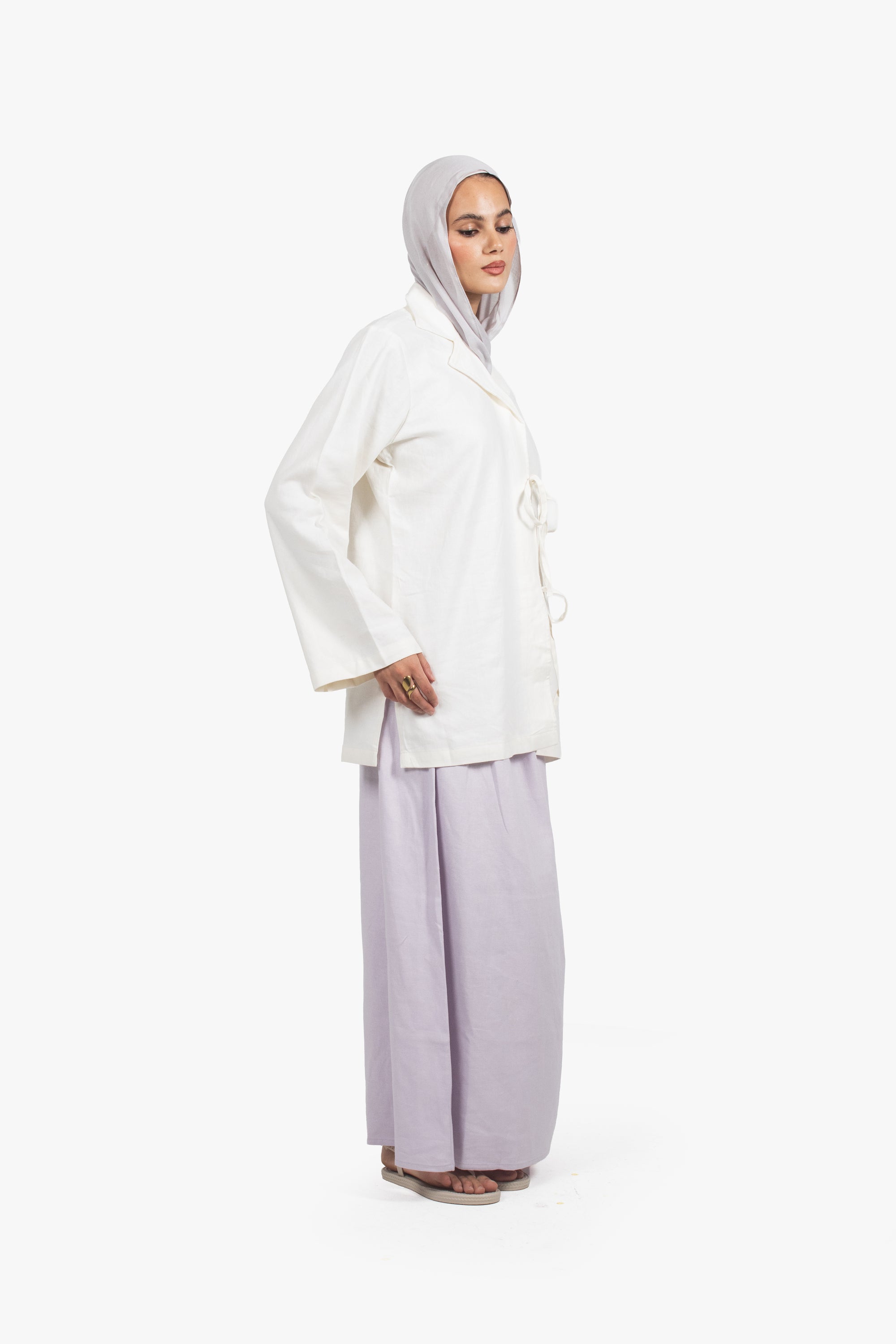 Lilac Linen Cotton Elasticated Skirt
