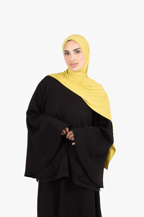 Black Powder Touch Crepe Umbrella Sleeve Top